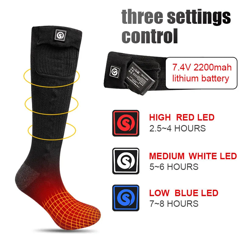 Snow Deer Winter Heated Sock Thermal Stockings Woman Men Ski Camping Warm Socks Sports Rechargeable Battery Foot Warmer
