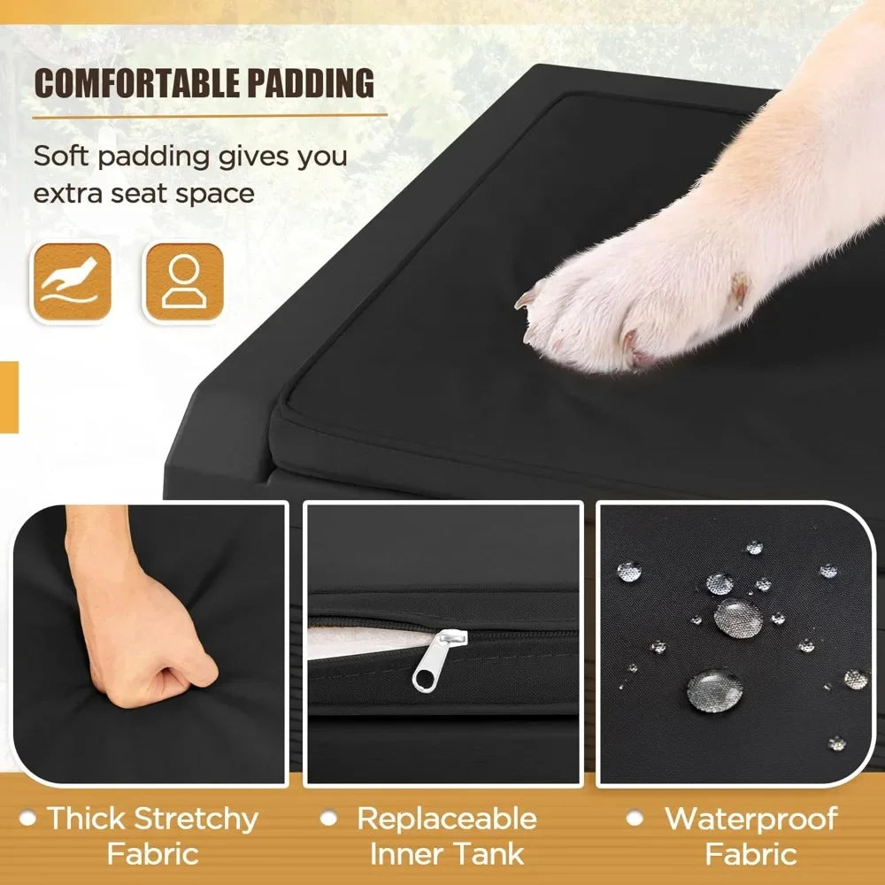 100 Gallon Waterproof Large Resin Deck Box Outdoor Storage Box Indoor Lockable Storage Container with Cushion for PatioFurniture