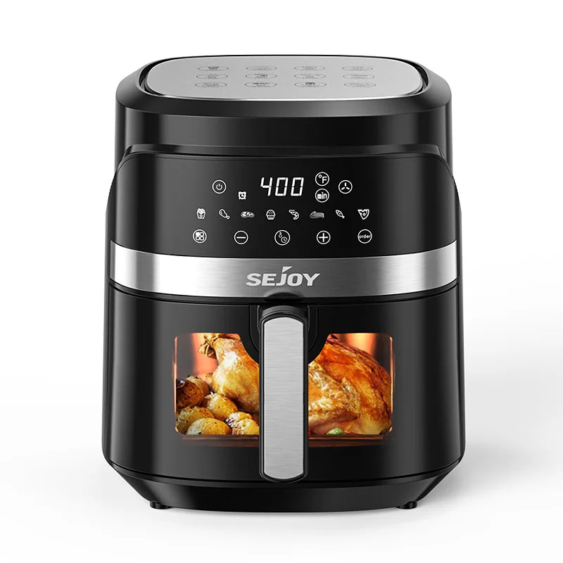 SEJOY 6 Quart Air Fryer Toaster Oven Digital Display 8 Presets Visible Window