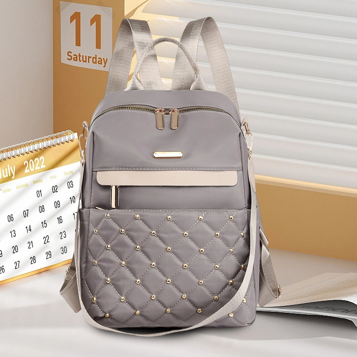 Stylish Quilted Tote Bag For Women With Adjustable Shoulder Strap For Work Travel School And Outdoor Activities