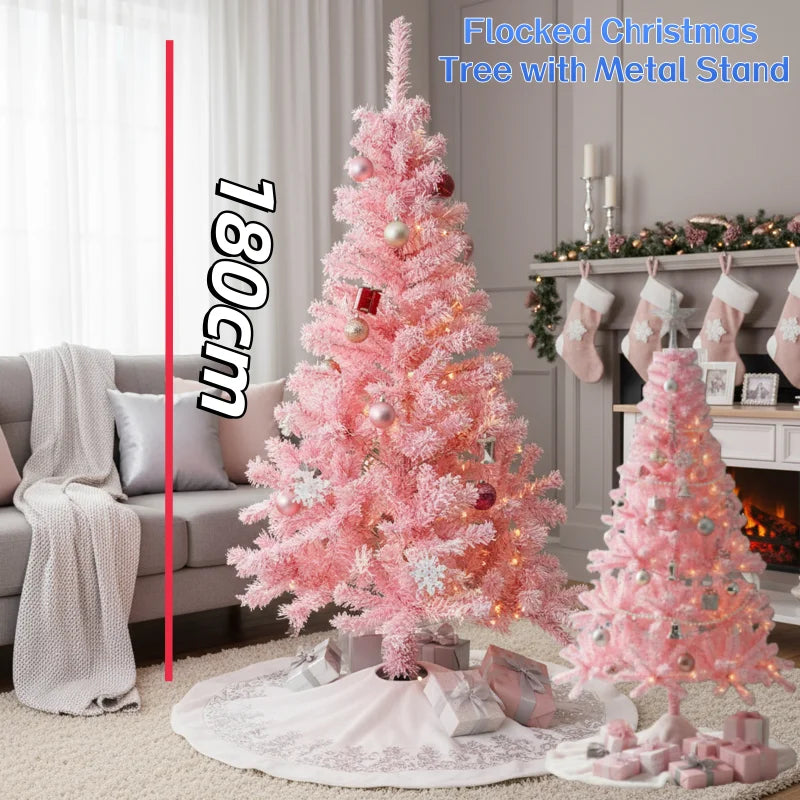 Pink Christmas Tree 180cm PVC Floor Standing Decoration with Iron Base