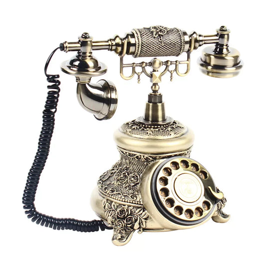 Vintage Rotary Dial Telephone Retro Brass Handset Decor
