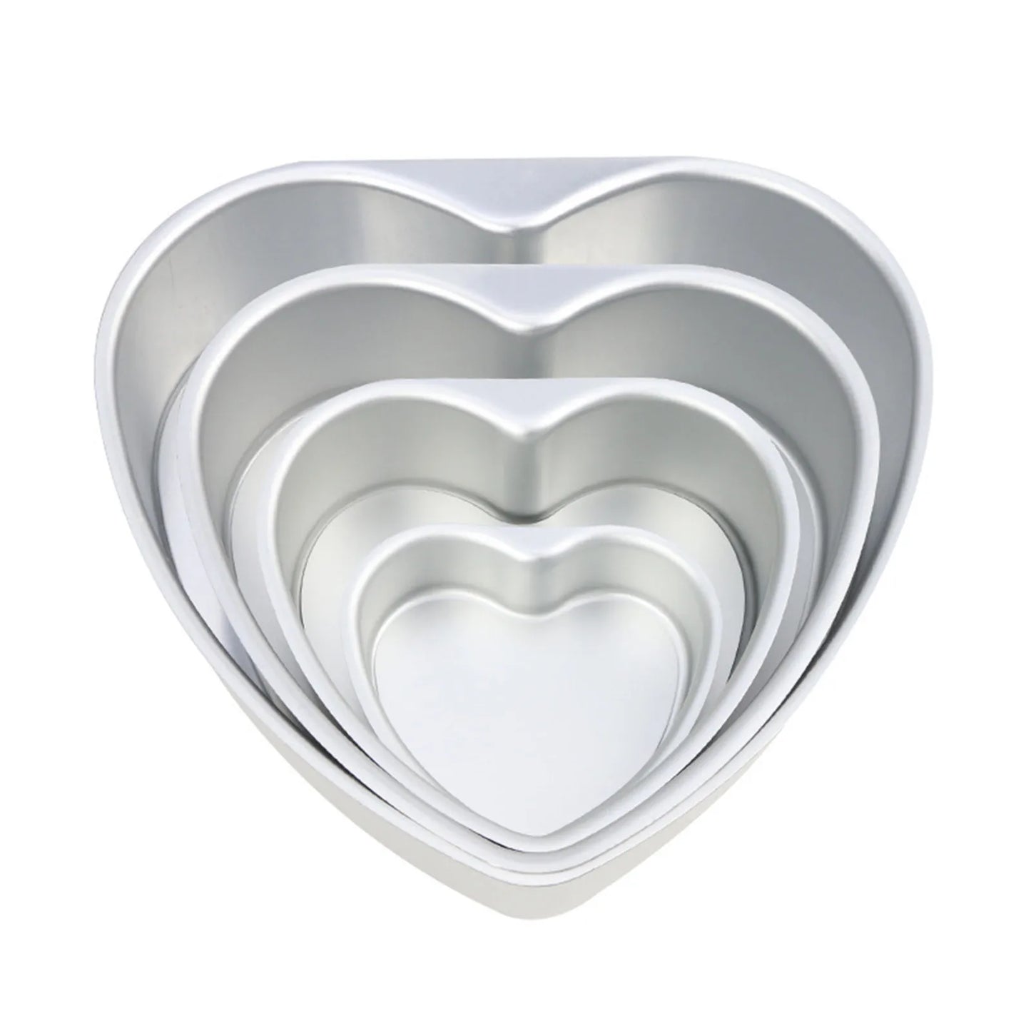 Heart Shaped Cake Pan Set 4, 6, 8, 10 Inch With Removable Bottoms Aluminum Molds For Birthdays Christmas Parties