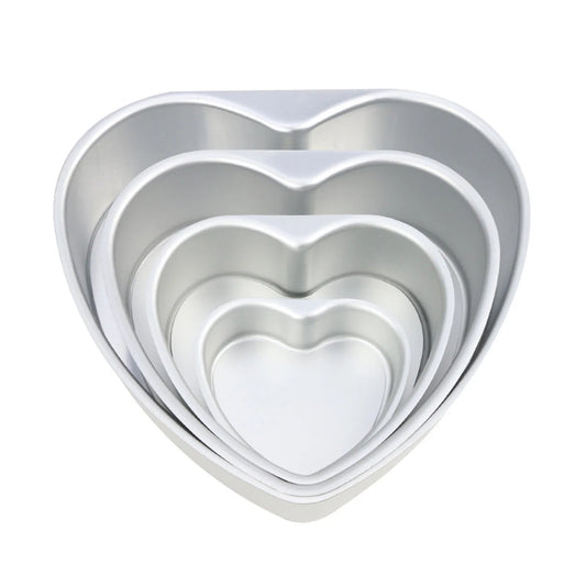 Heart Shaped Cake Pan Set 4, 6, 8, 10 Inch With Removable Bottoms Aluminum Molds For Birthdays Christmas Parties