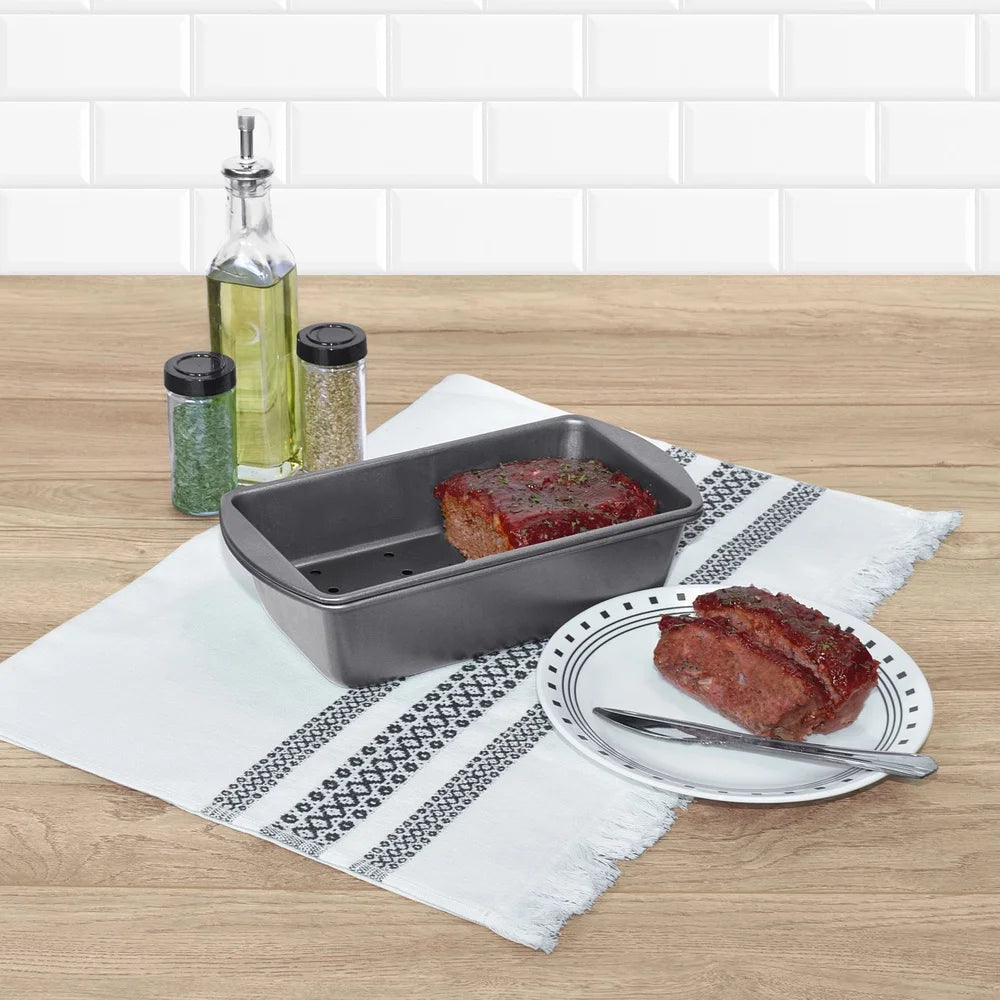 Nonstick Meatloaf Pan With Draining Insert Versatile Loaf Pan For Breads And Cakes Easy Cleanup Durable Steel