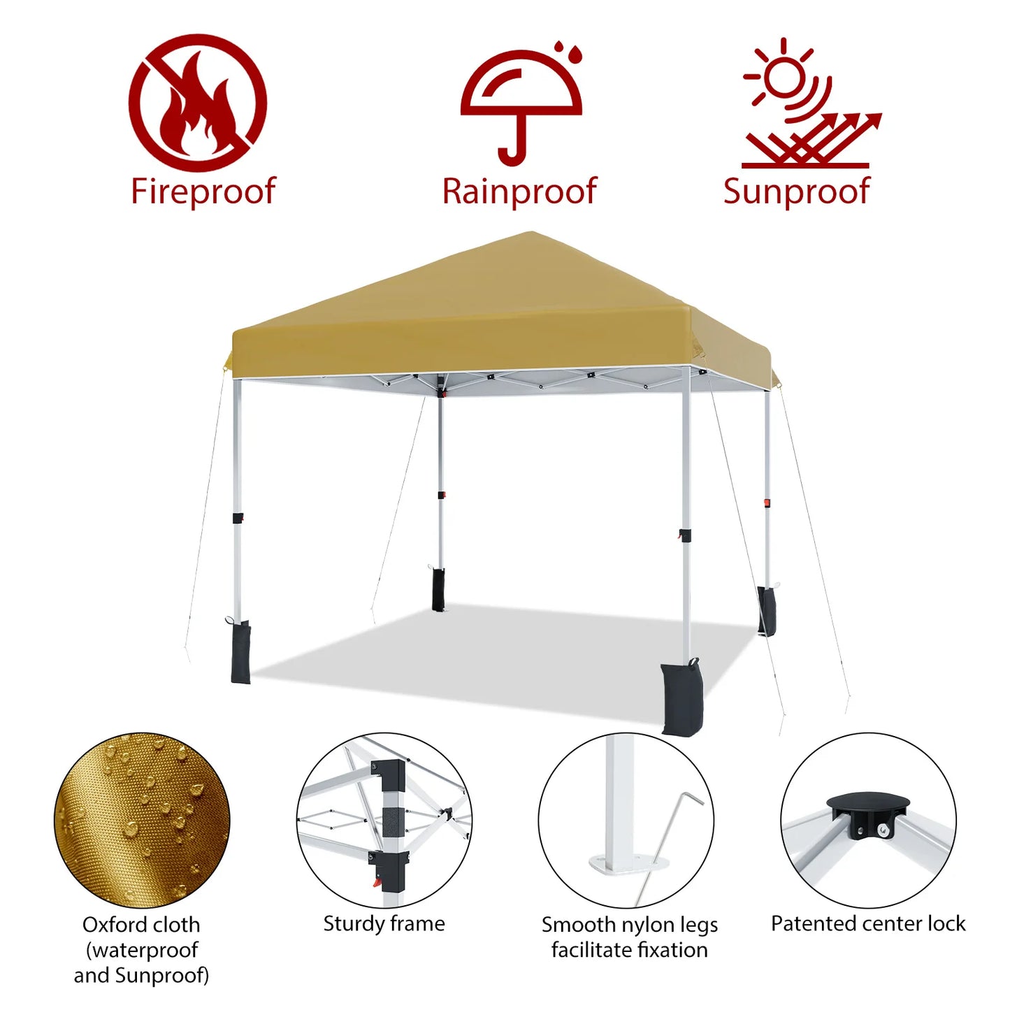10x10ft Center Locking Canopy Tent Shelter Height Adjustable Legs Waterproof UV
