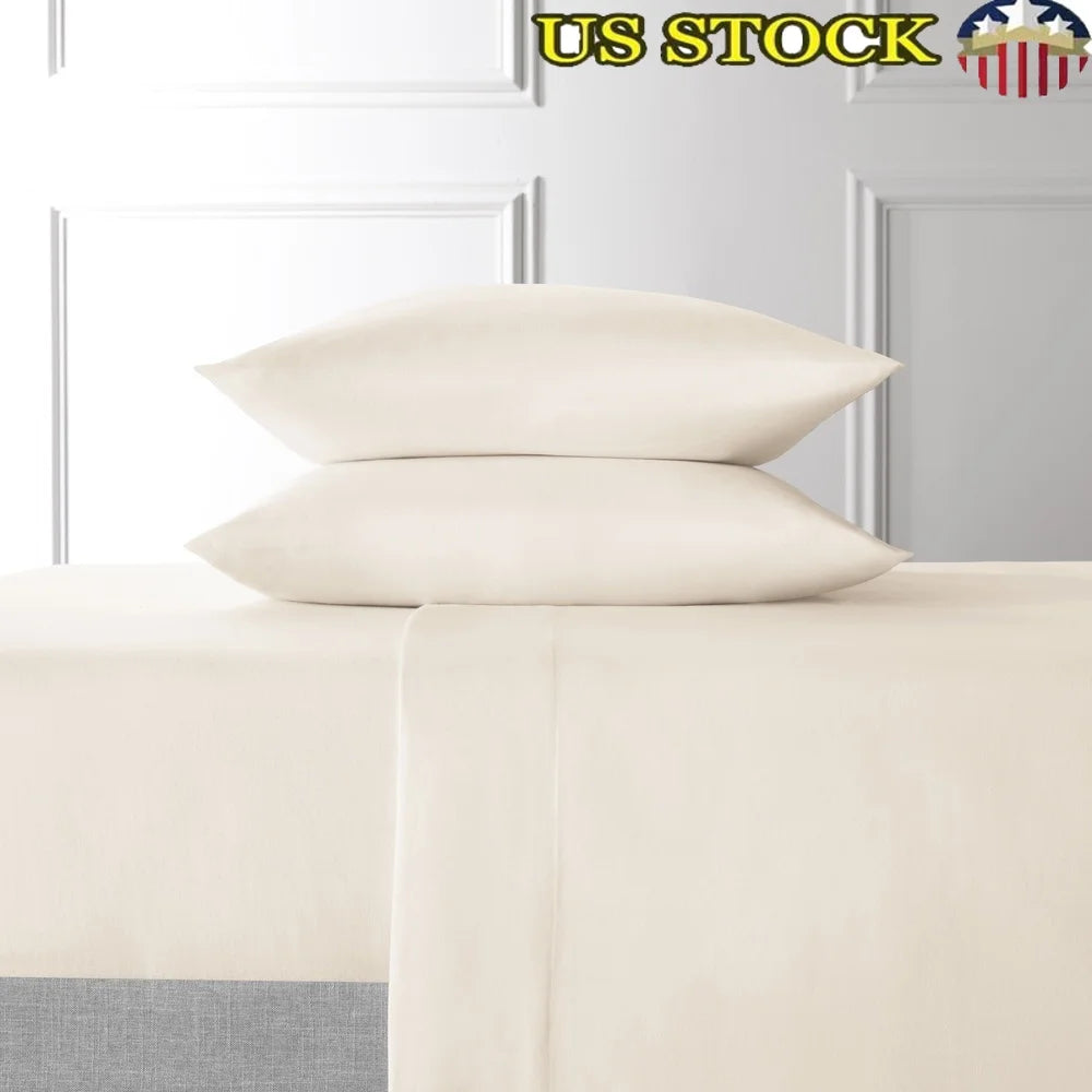 King Size 4-Piece Tan Lyocell Linen Blend Percale Bed Sheet Set Moisture Wicking Durable Soft Bedding All Season Use