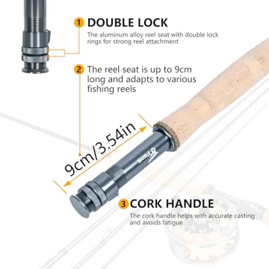 8Fans Portable Fly Rod and Reel Combo 4 Section Starter Package