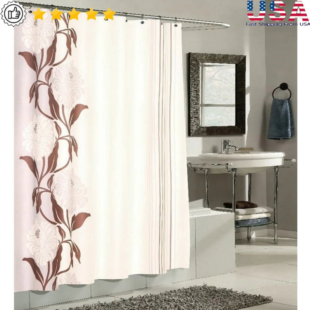 Durable Water Resistant Polyester Shower Curtain 70x72 Machine Washable With Unique Design And Matching Window Curtain