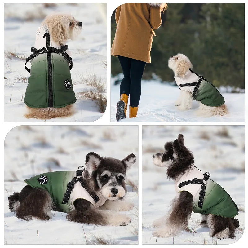 Winter Dog Jacket With Harness Zipper For All Breeds Coat