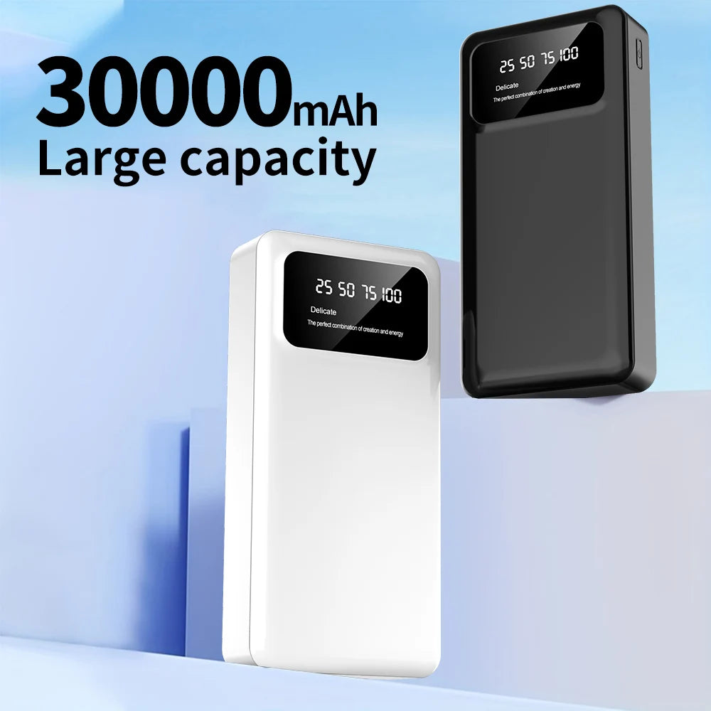 30000mAh Portable Power Bank With LED Display Dual USB Ports And 5V 2A Output