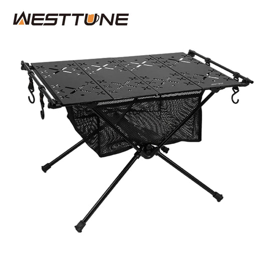 WestTune Folding Camping Table Aluminum Lightweight Portable Table With Mesh Bag