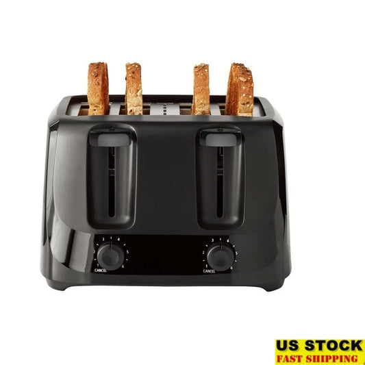 4 Slice Toaster with 6 Shade Settings Removable Crumb Tray Auto-Centering Guides Easy Operation Cord Wrap Tidy Countertop