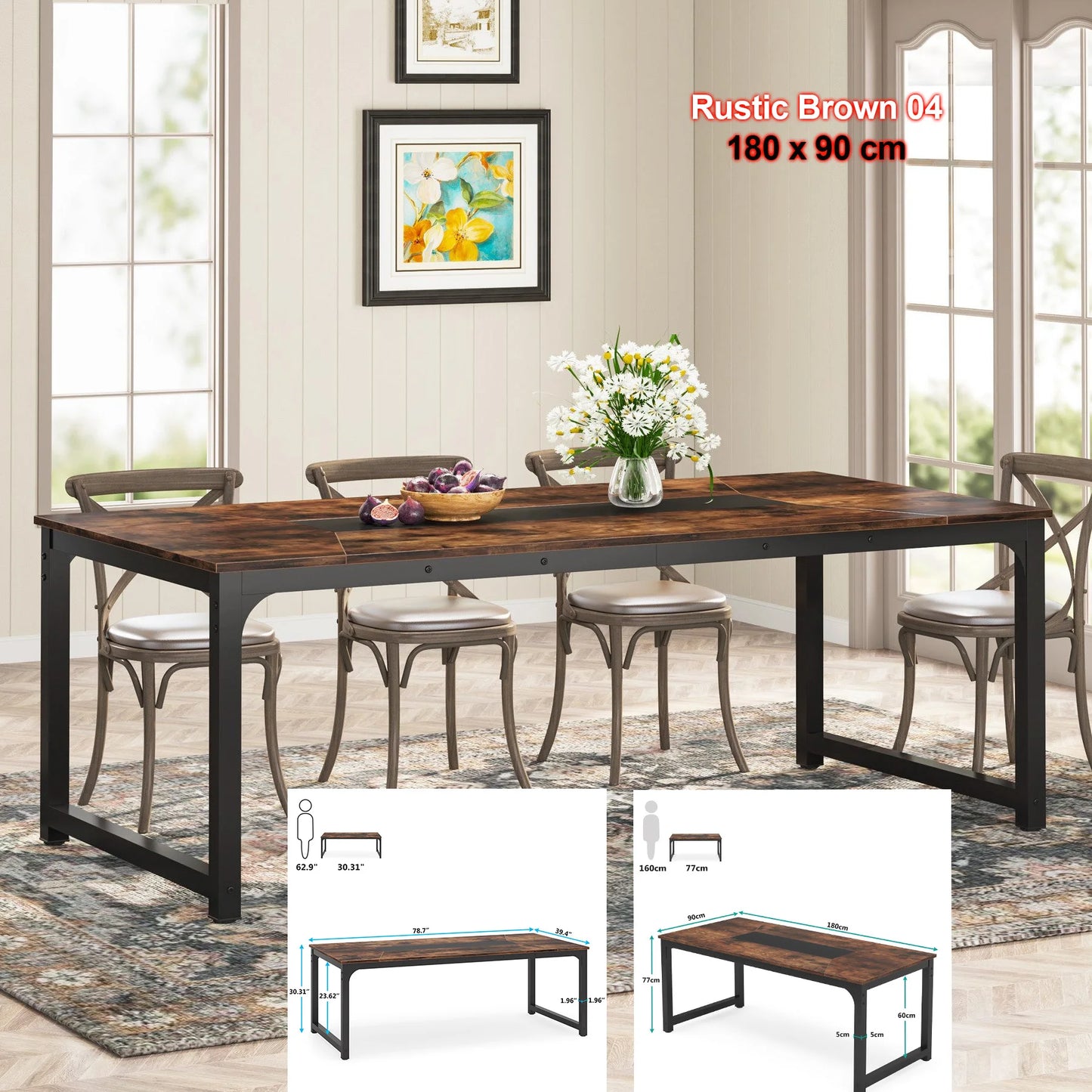 Tribesigns Dining Table Industrial Kitchen Table For Six To Eight People