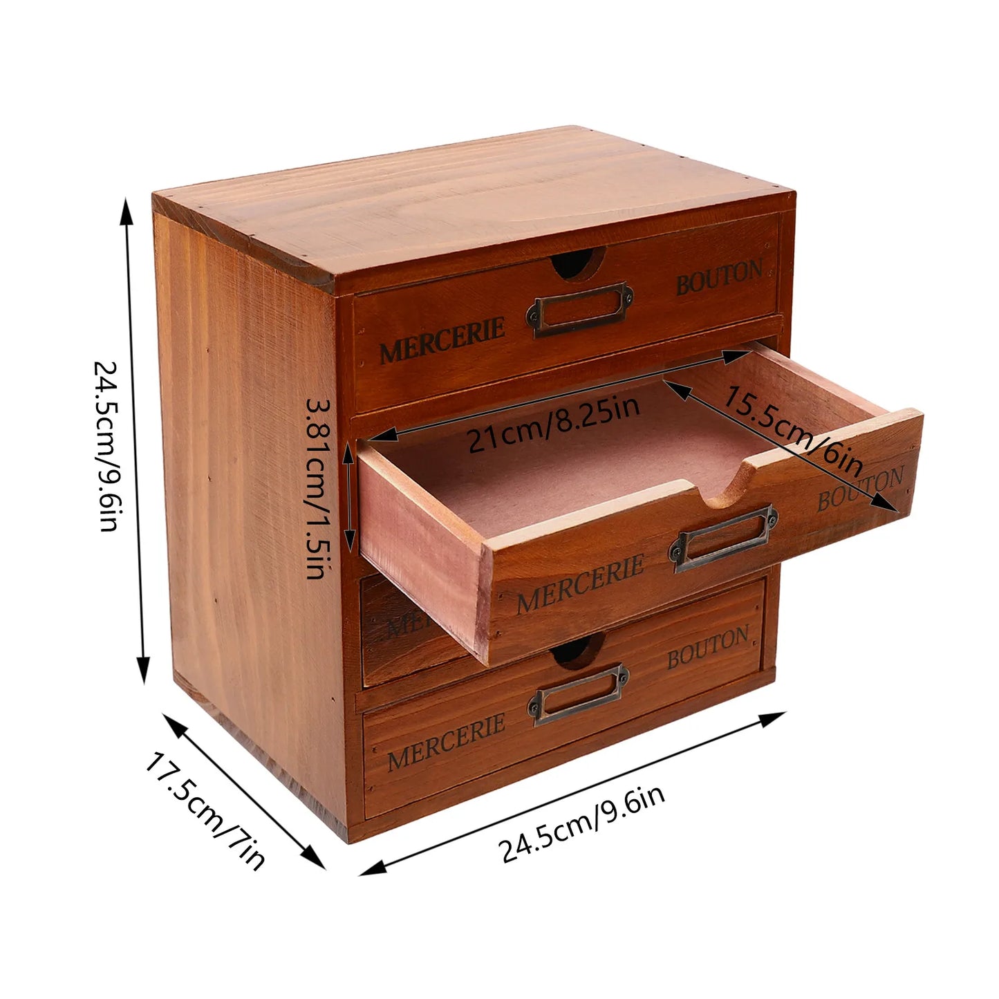 4-Tier 49.8*17.5cm Wooden Desktop Organizer 16 Drawers Drawer Organizer Brown Wooden Storage Box Living Rooms Bedroom