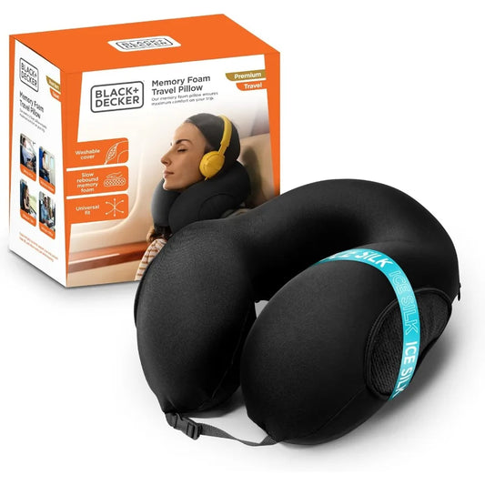 Remo Memory Foam Travel Neck Pillow With Ice Silk Cooling Fabric For Plane Car Train Ergonomic Neck Support