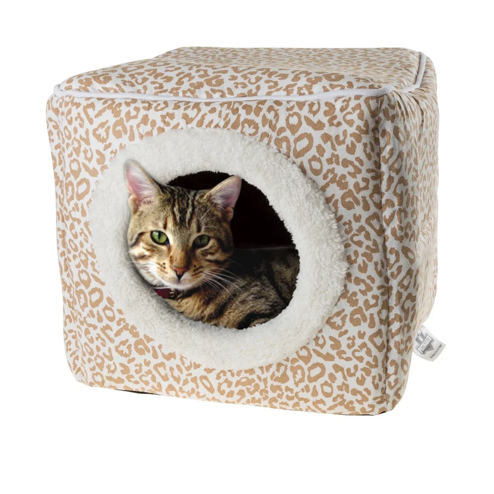 Cat House for Small Pets Cozy Enclosed Bed in Suede With Removable Cover Orthopedic Cushion