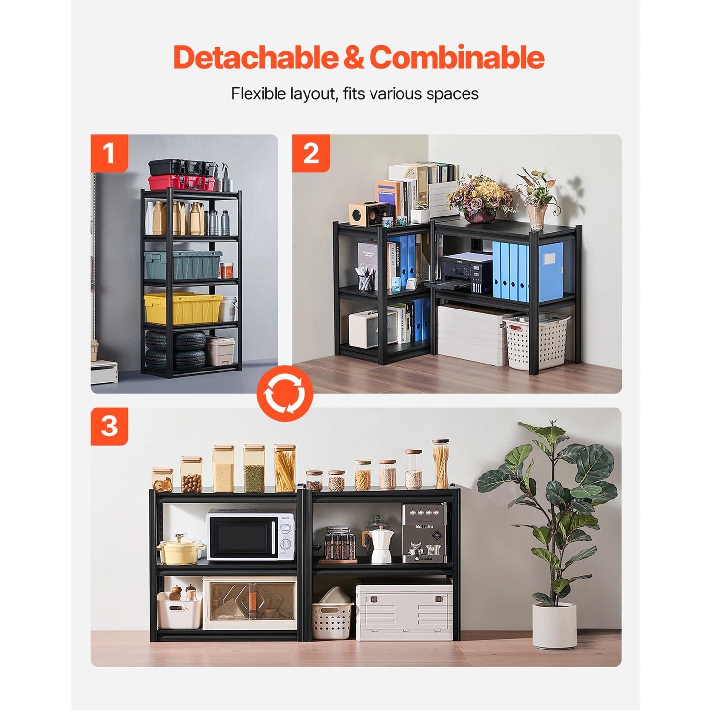 VEVOR Five Tier Garage Storage Shelves 2000 Pounds Adjustable Metal Rack