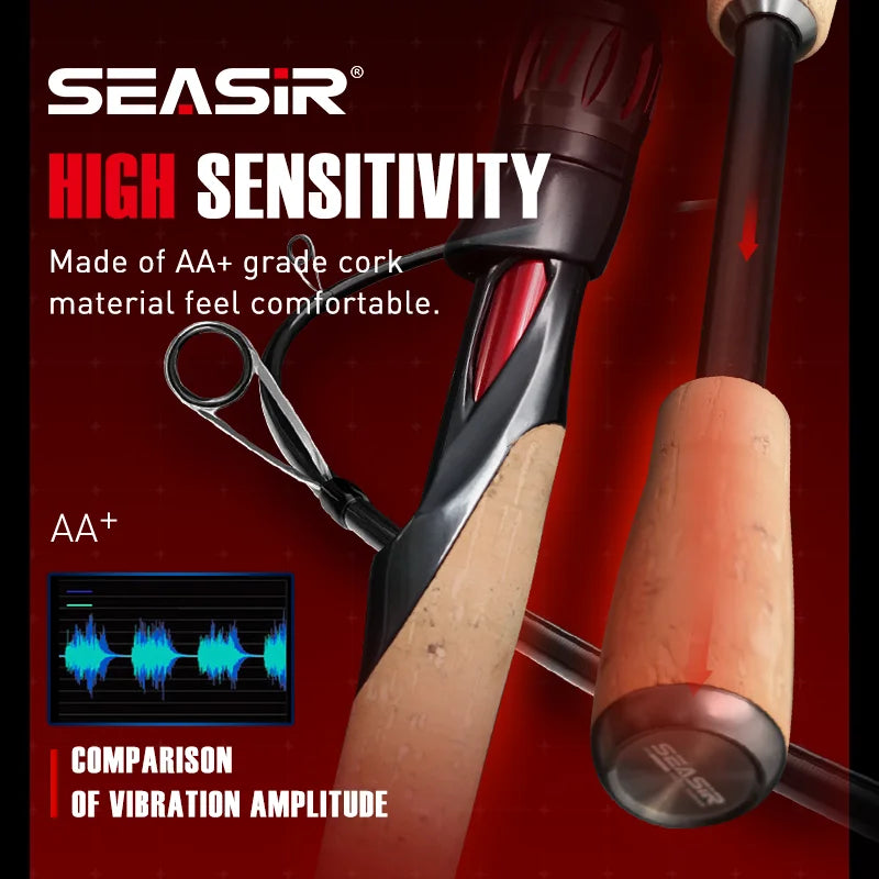 SeaSir Repeater Spinning And Casting Rod With Fuji O Guide Rings 2A Cork Drag