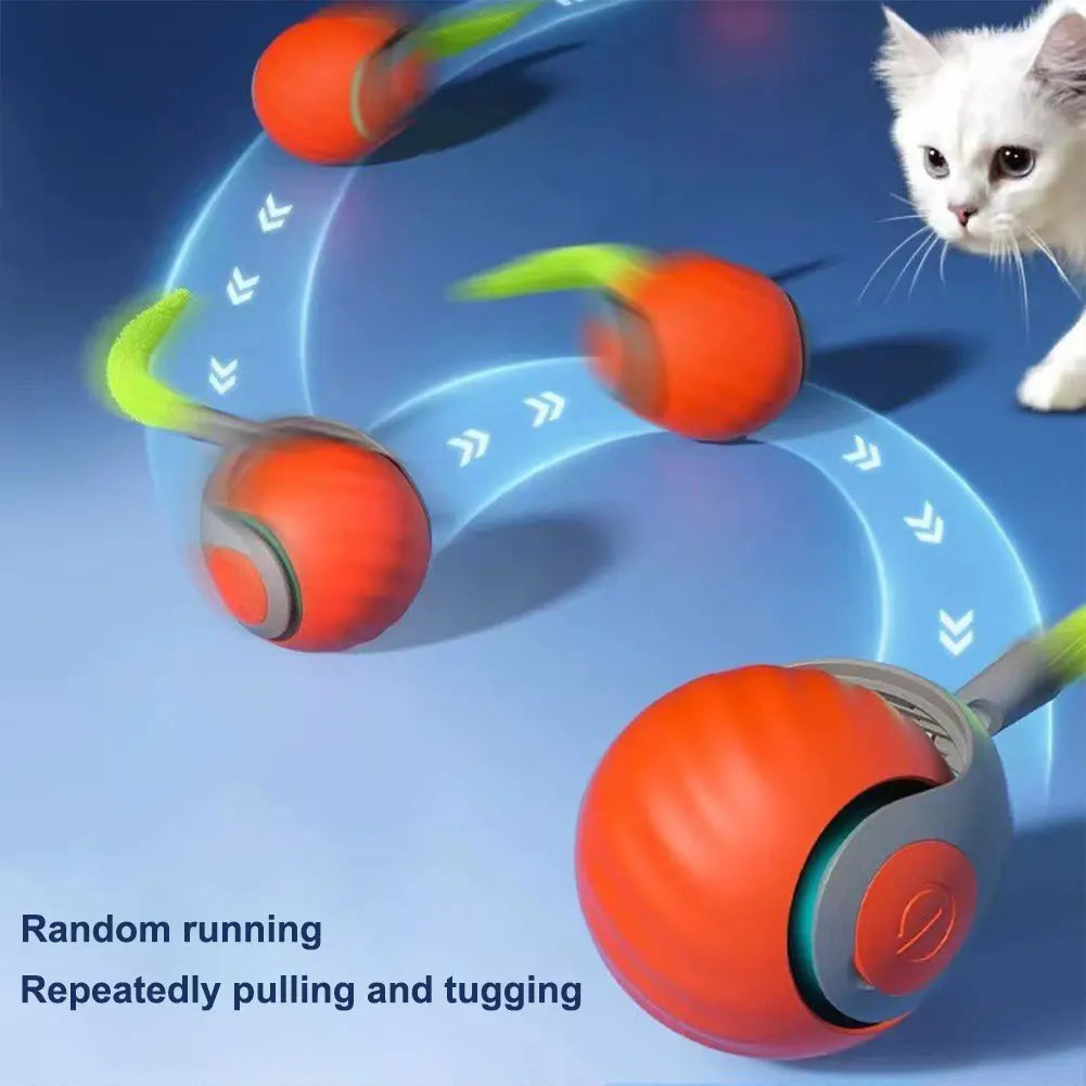 Automatic Moving Cat Toy Ball With Speedy Tail USB Rechargeable Two Speeds