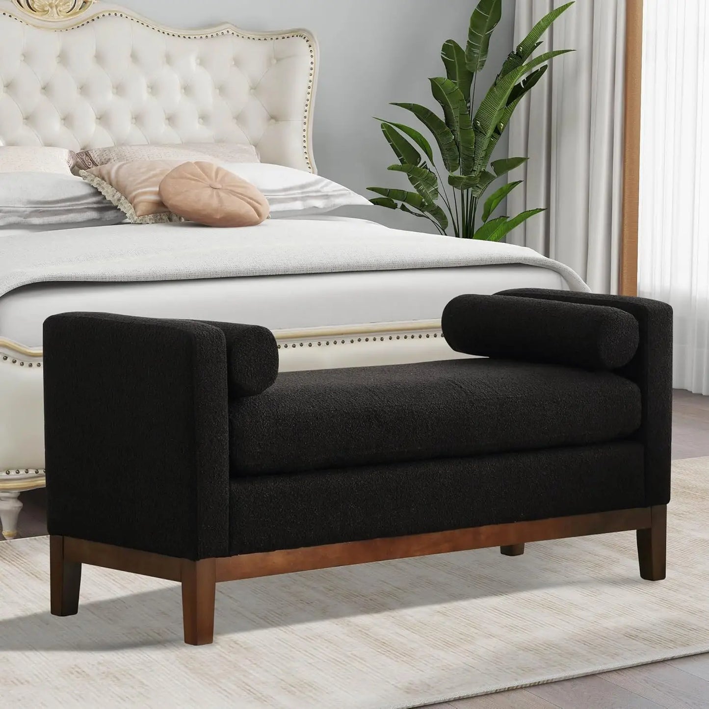 66 Inch King Size Leather Bed Bench Upholstered Stool