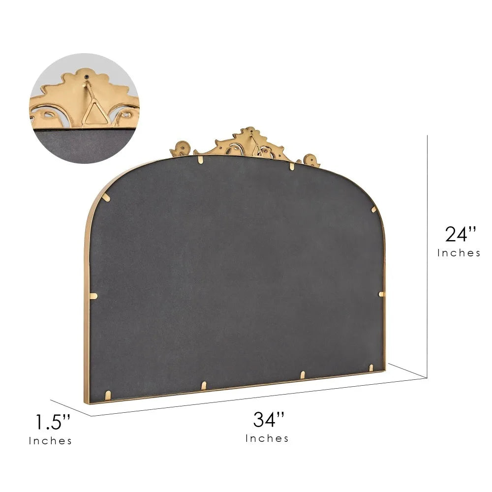 Arched Decorative Mirror 24 By 34 Inches With Gold Accents For Home Decor