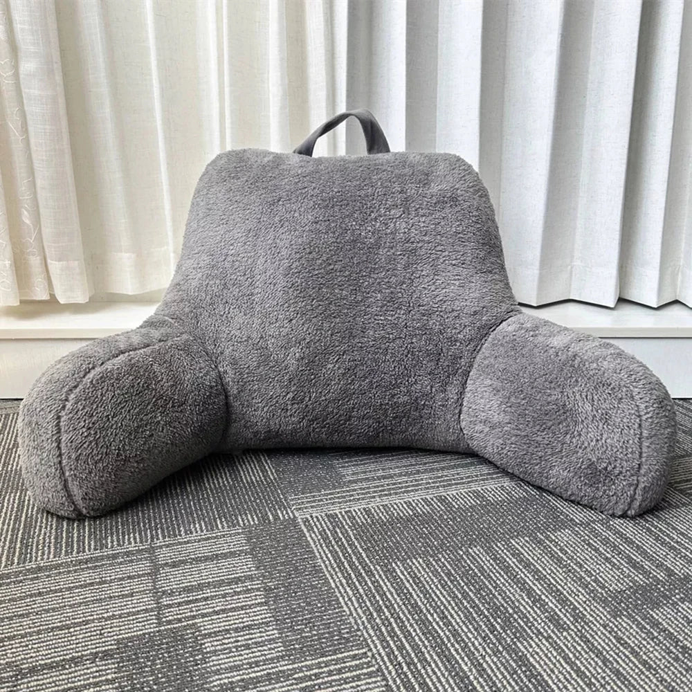 Faux Shearling Bed Rest Pillow With Arms For Reading And TV Backrest Pillows