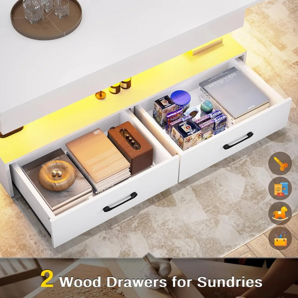 MKDK Lift Top Coffee Table With Storage White 2 Drawers