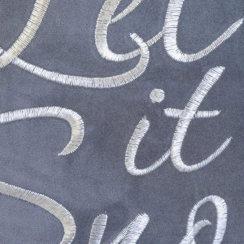 20x20 Gray Cotton Throw Pillow With Let It Snow Embroidery And Insert