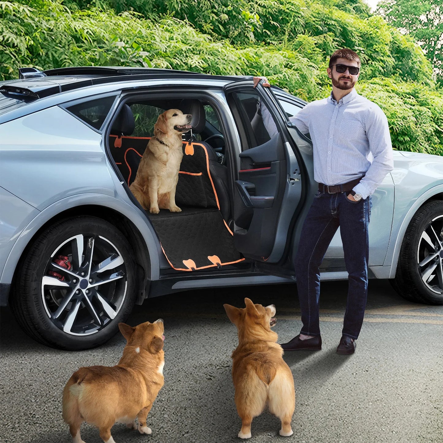 Heavy Duty 6 Layer Dog Car Seat Cover With Expanded Space And Strong Support For Full Size SUVs And Trucks