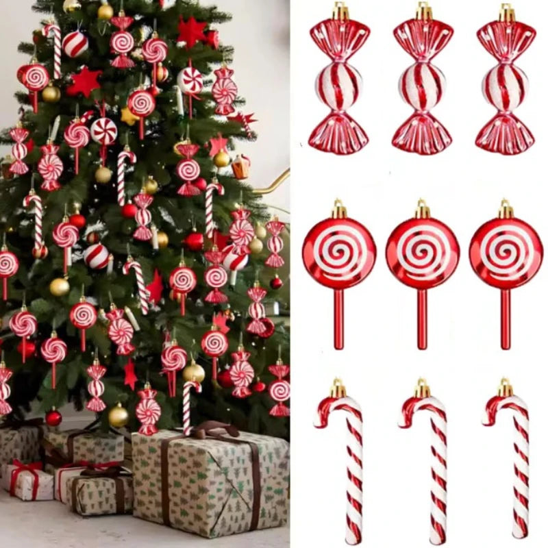 6 Pcs 2025 Christmas Lollipop And Candy Cane Ornaments For Tree Decor And Gift