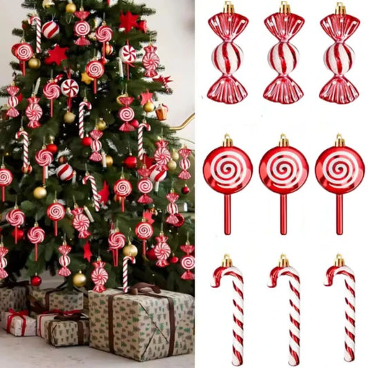 6 Pcs 2025 Christmas Lollipop And Candy Cane Ornaments For Tree Decor And Gift
