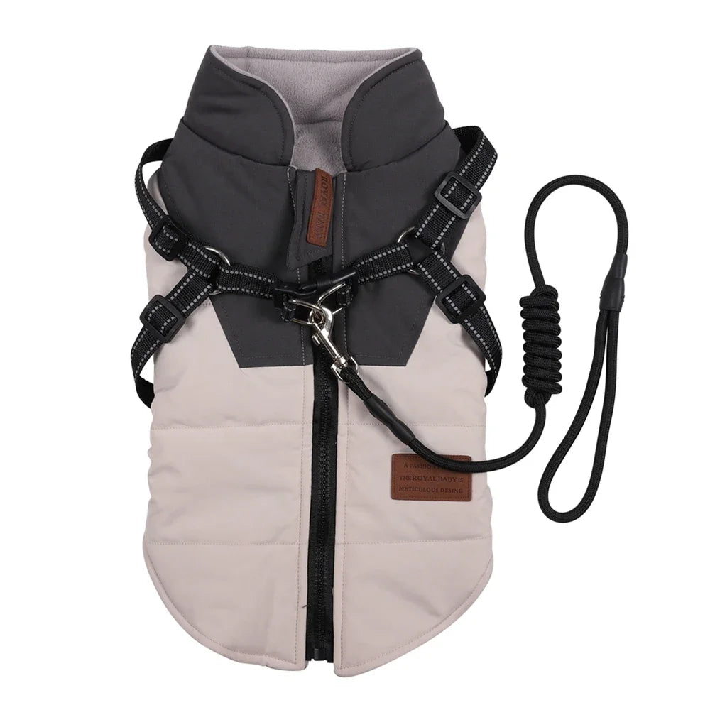 Winter Dog Jacket With Harness Waterproof Coat For Labrador French Bulldog