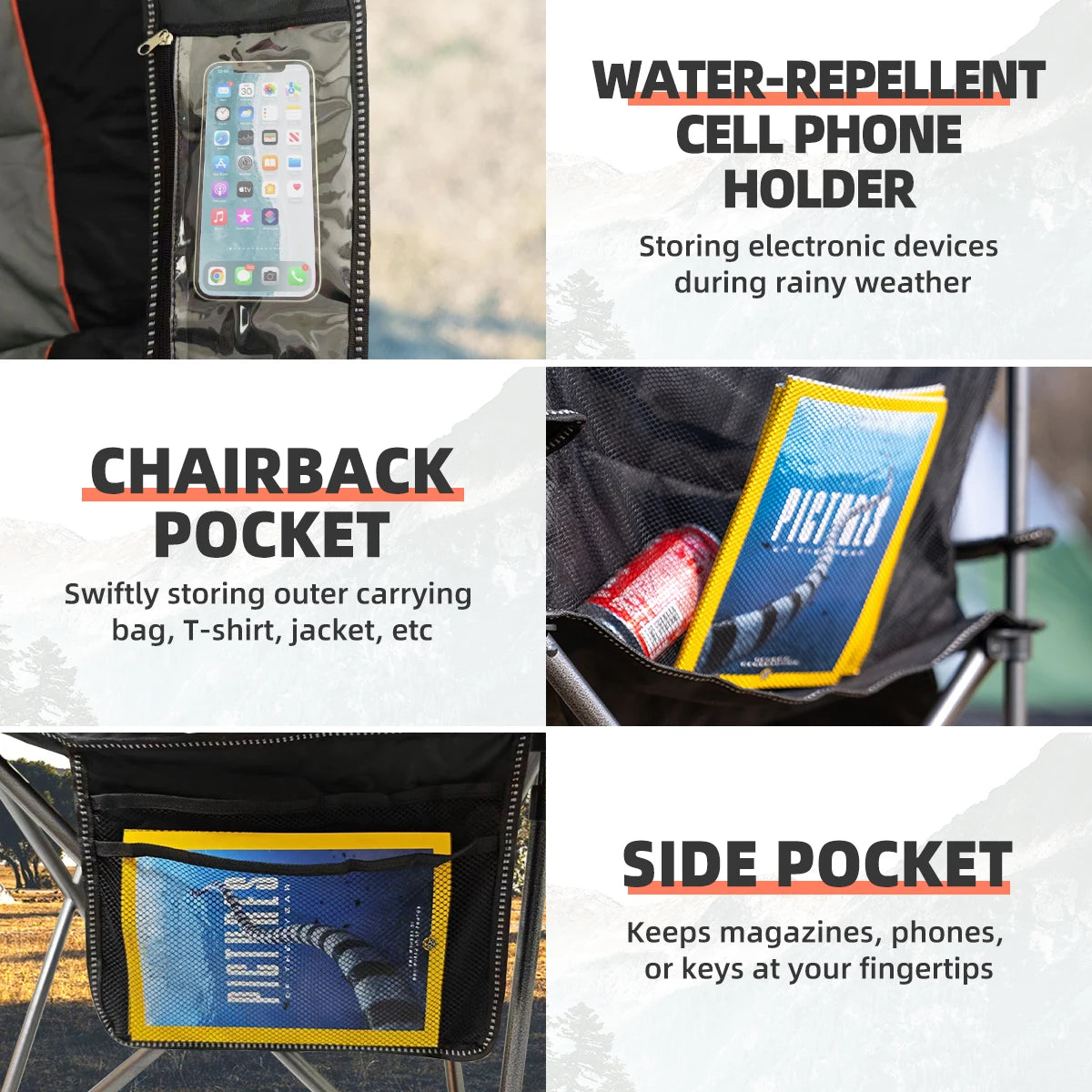 Tisetrail Oversized Camping Chair Folding With Cooler 500LBS