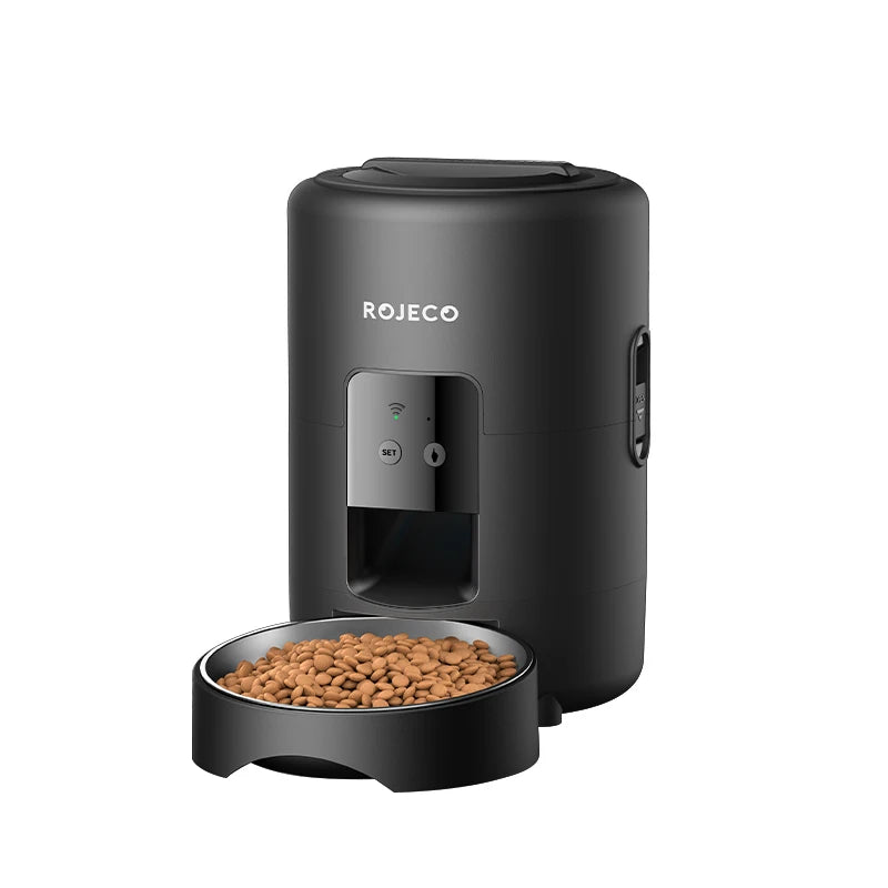 ROJECO Automatic Cat Feeder 2L Smart Kibble Dispenser With WiFi App Remote Control For Cats And Dogs