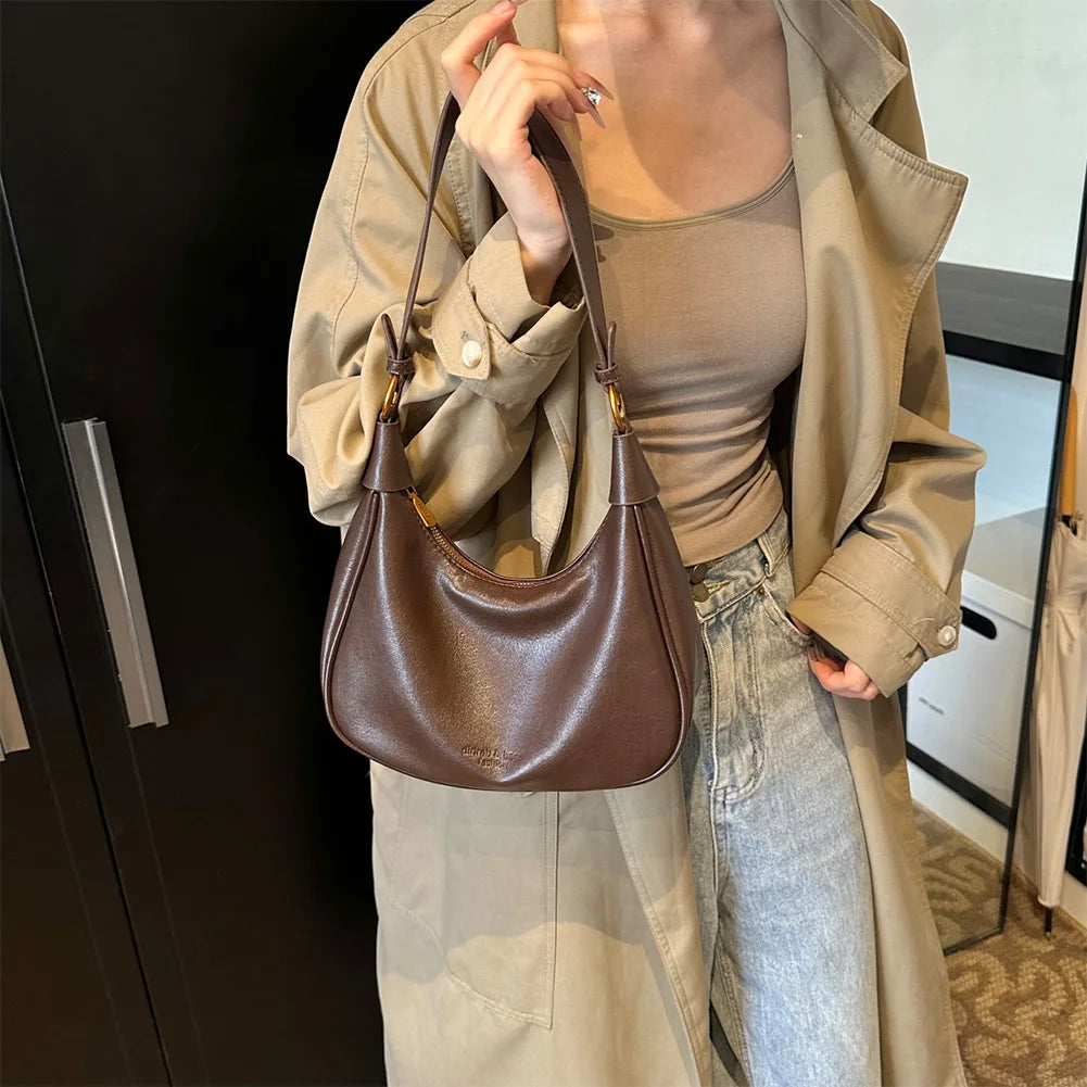 Women PU Leather Shoulder Bag With Adjustable Strap Crossbody Zipper Work Travel