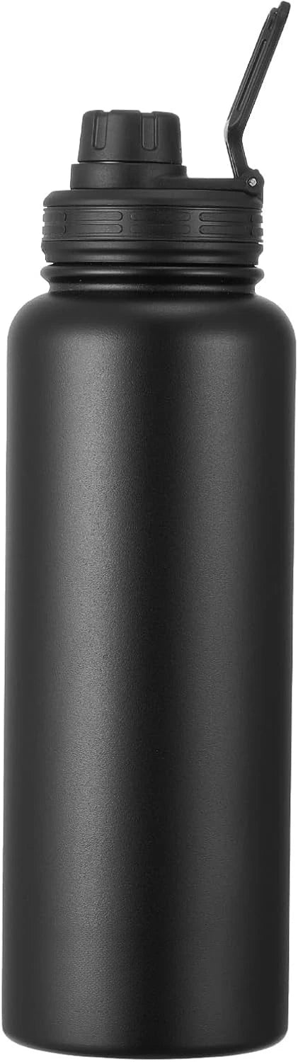 40 oz Insulated Water Bottle, Stainless Steel Camping & Hiking Hydration Flask, Sports Coffee Cup Double Walled,Black
