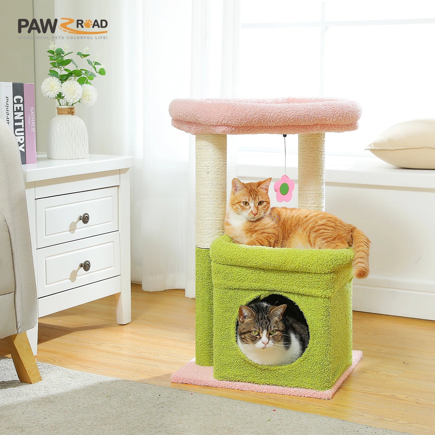 Cat Tree Tower With Cozy Condo And Wide Top Perch Sisal Posts For Indoor Cats