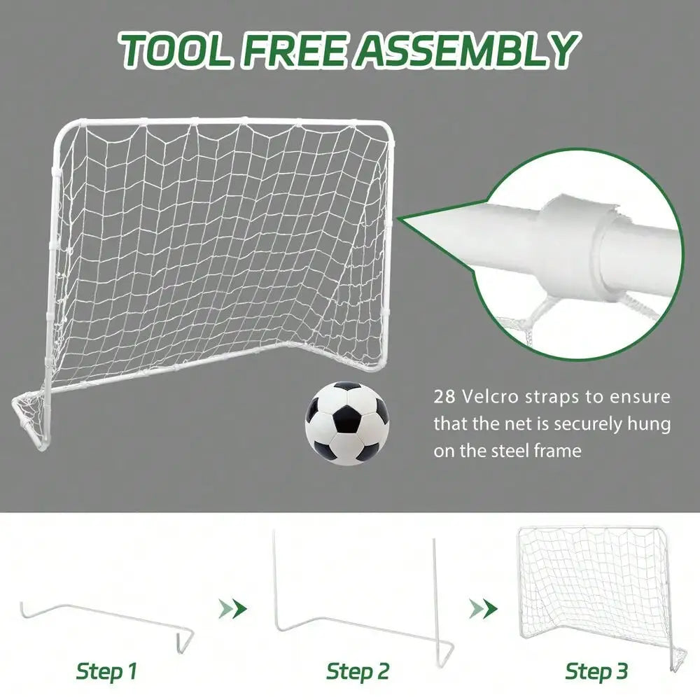 Portable 6x4 Ft Soccer Goal Net Ground Stakes And Strips