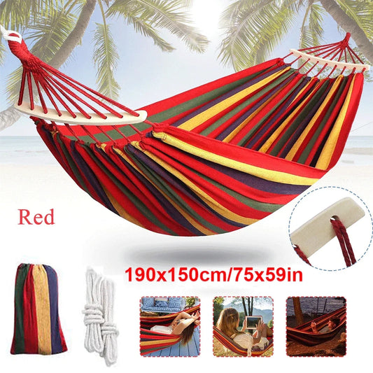 2 Person Double Camping Hammock Thickened Canvas Cotton Outdoor Bed Garden Patio