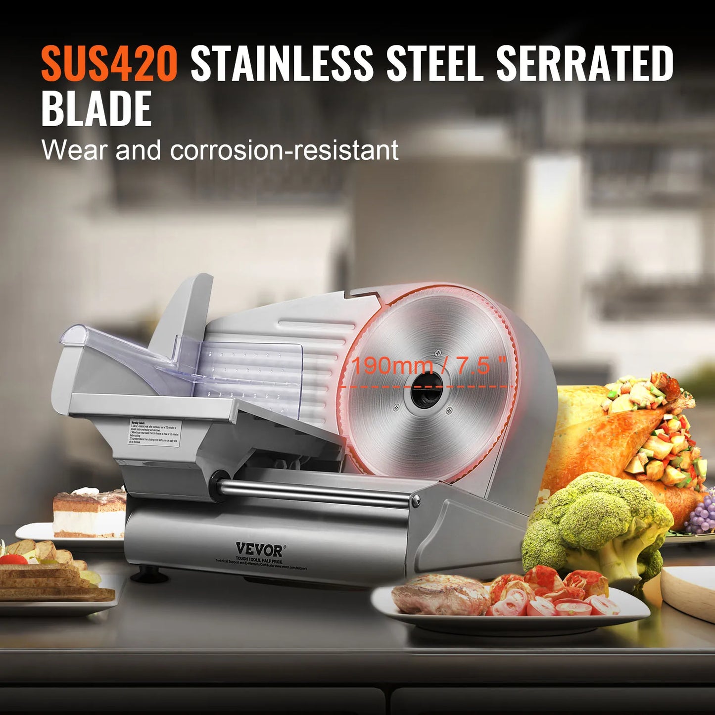 SucceBuy Meat Slicer 180W Electric Deli Slicer With SUS420 Blade Guard