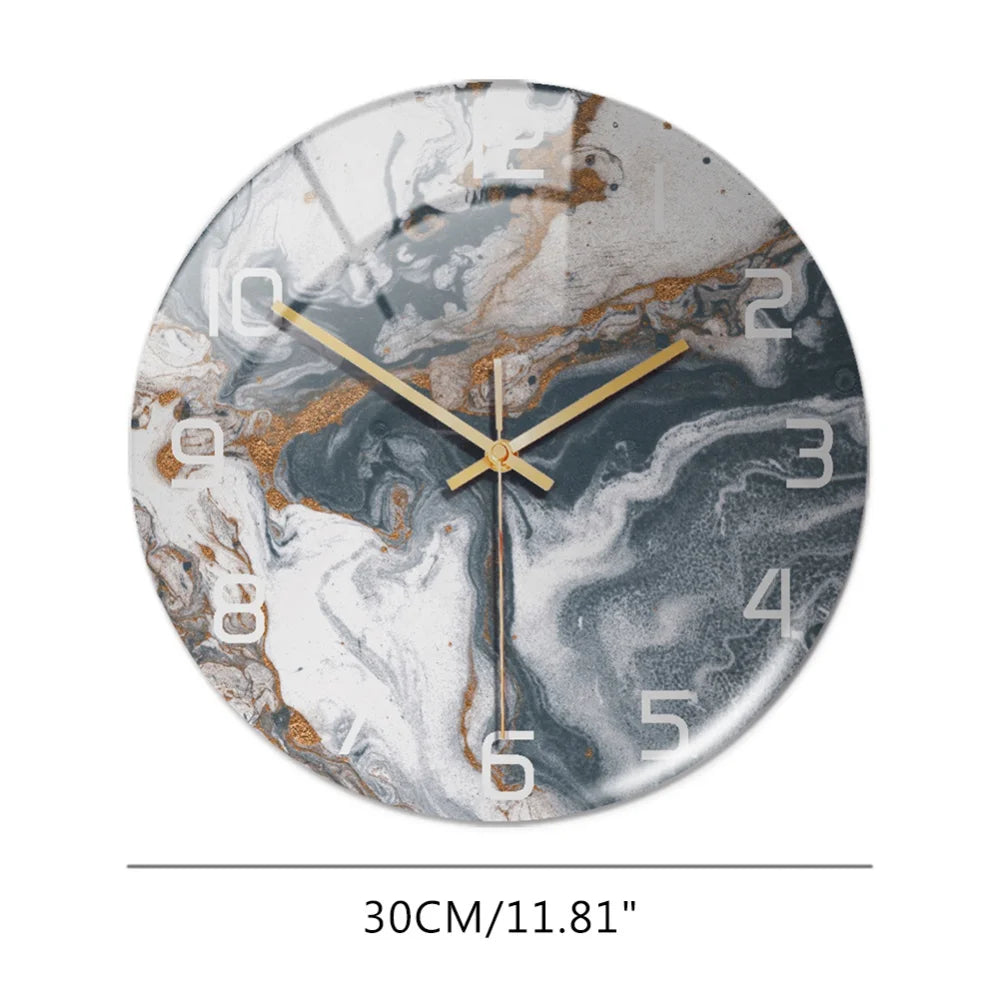 Luxury 3D Acrylic Black Gold Marble Wall Adhesive Clock
