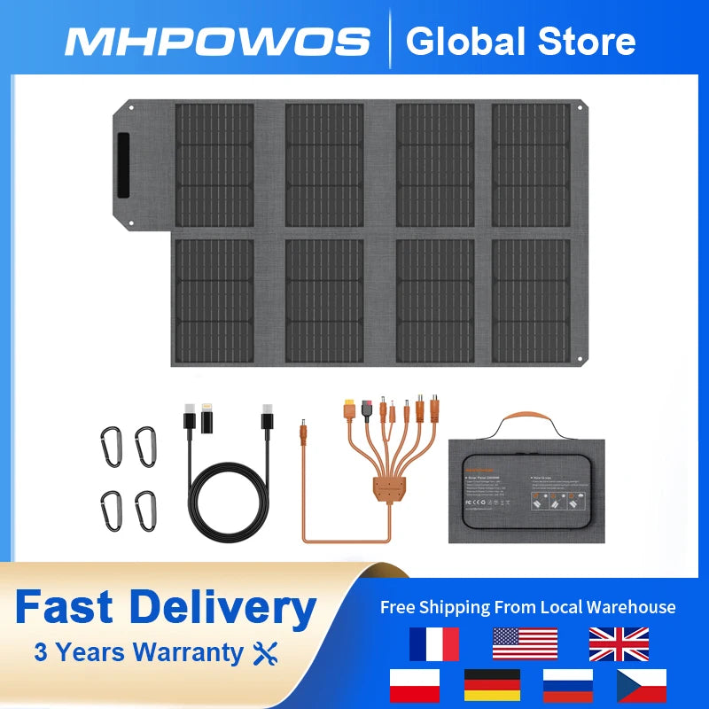 MHPOWOS Foldable Solar Panel 120W 80W 40W High Efficiency Charger RV Camping