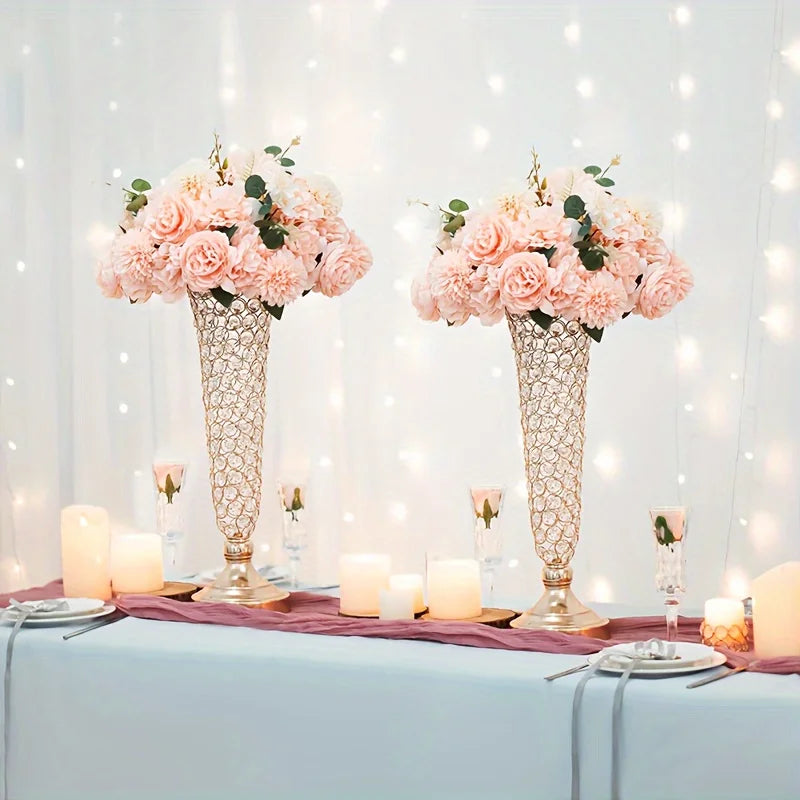 2 Crystal Vases 20 Inches High Centerpiece For Dining Tables Home Decor