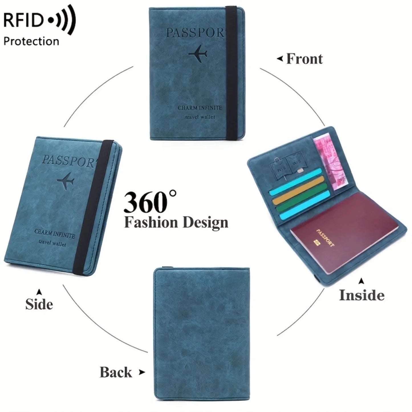 RFID Anti Theft Multi Card Passport Bag Travel Document Holder