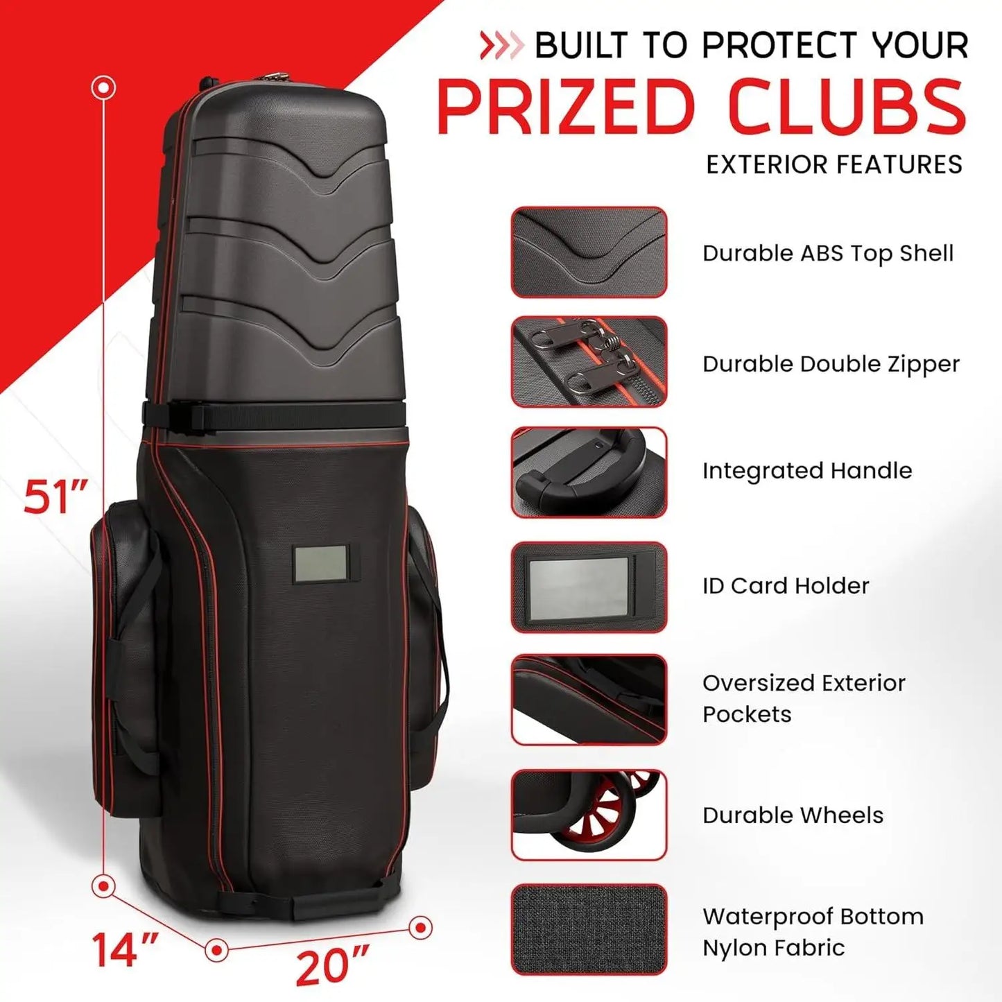 Golf Travel Bag With Wheels Golf Club Case TSA Padlock