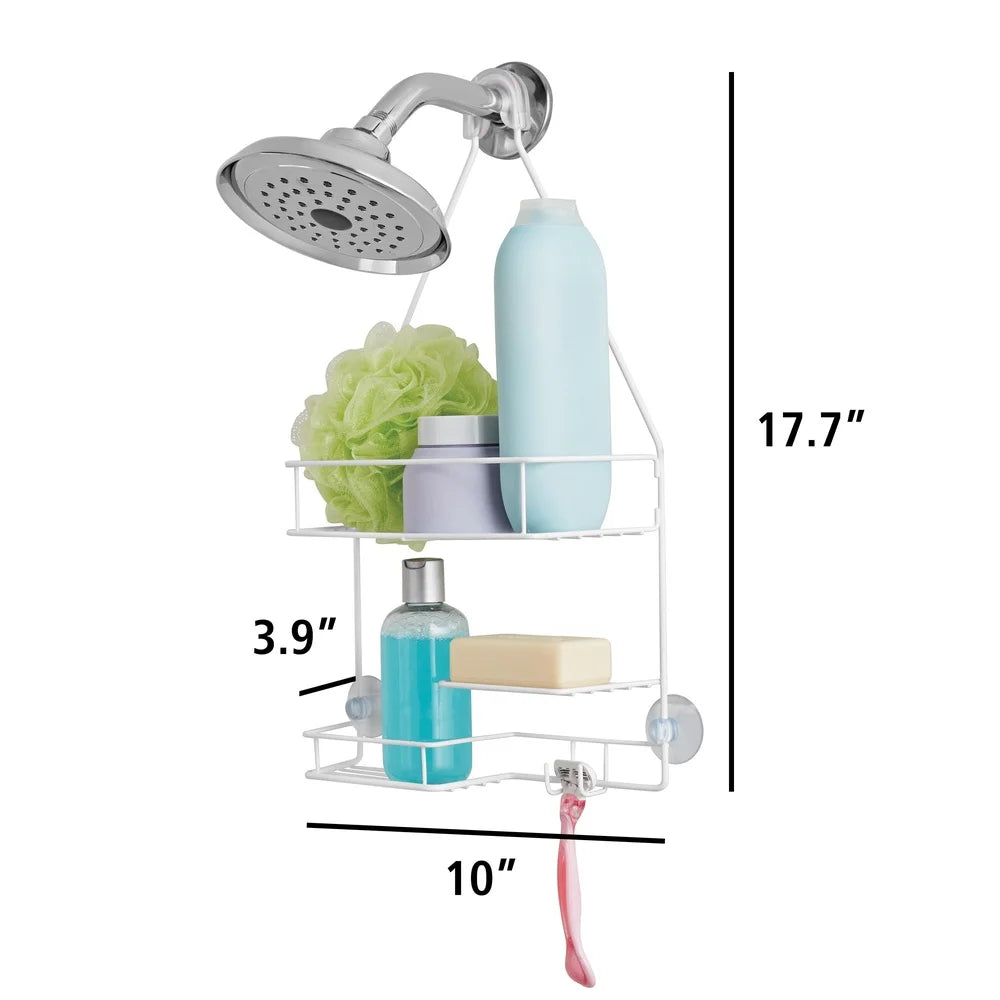 Over Shower Caddy With 2 Shelves Soap Tray And Hooks Rust Resistant Bathroom Storage Solution For Shower Essentials