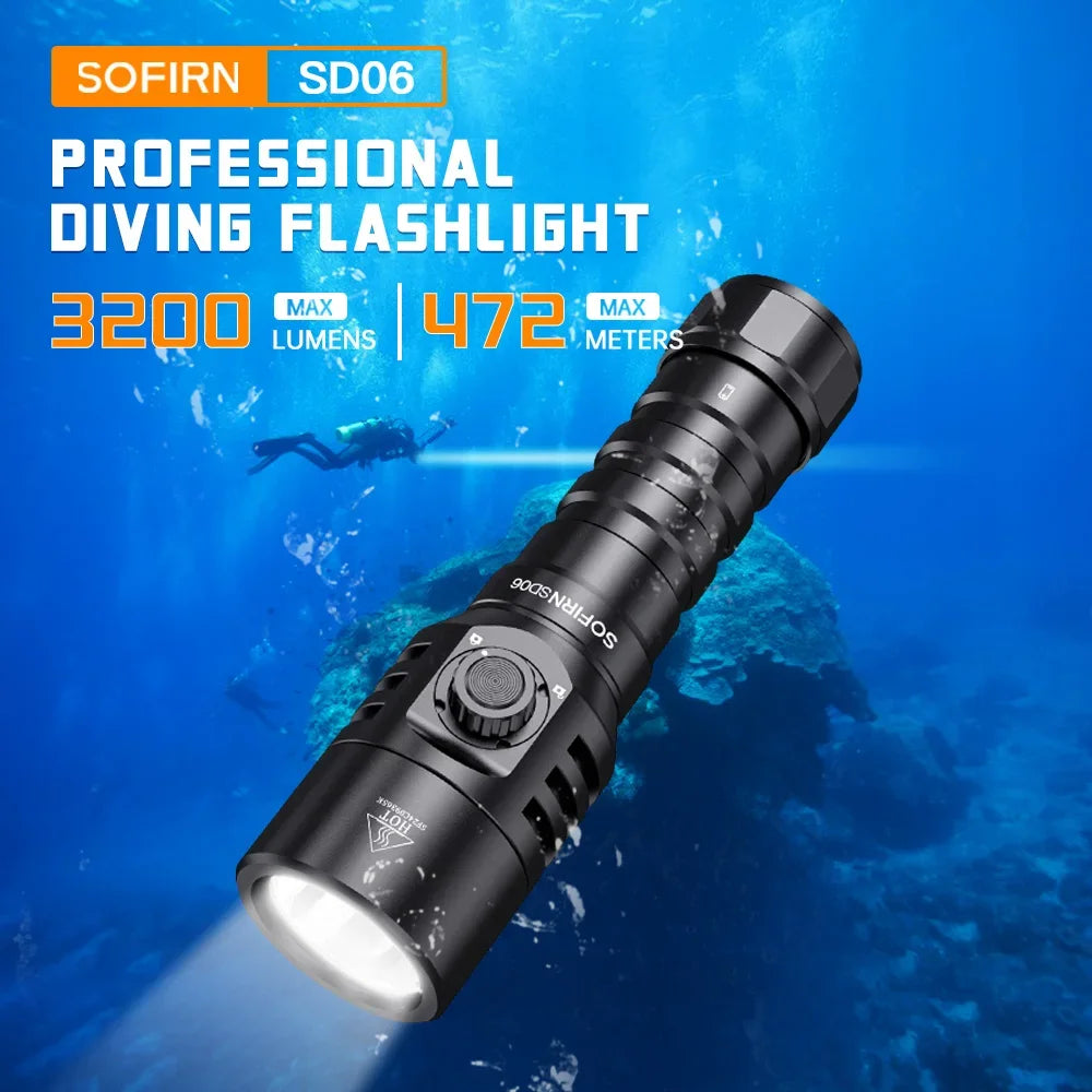 Sofirn SD06 3200lm Diving Flashlight Underwater Torch 21700