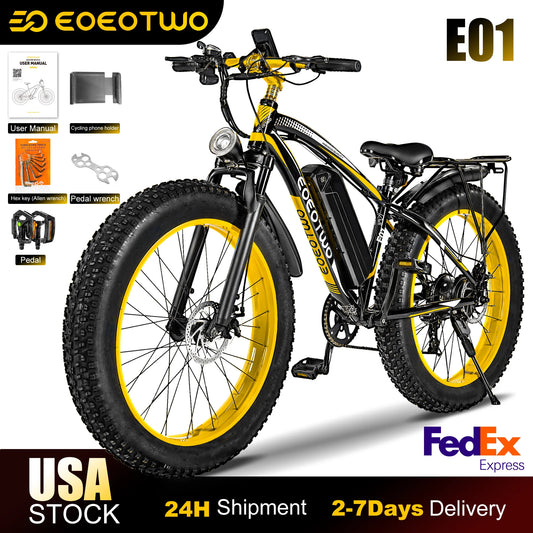 Electric Mountain Ebike 1500W 34MPH 60 Mile Range Fat Tire