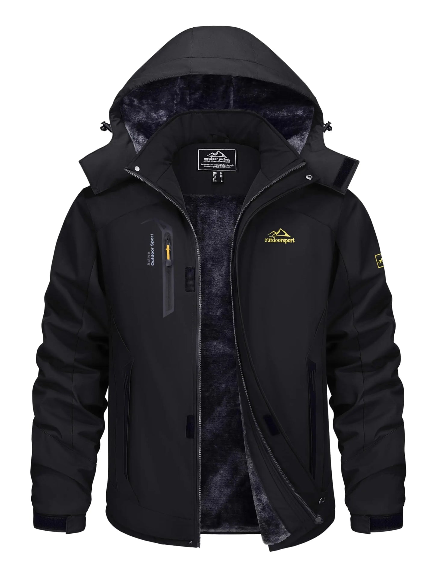 Men's Water Resistant Winter Ski Jacket Parka With Hood And Warm Fleece